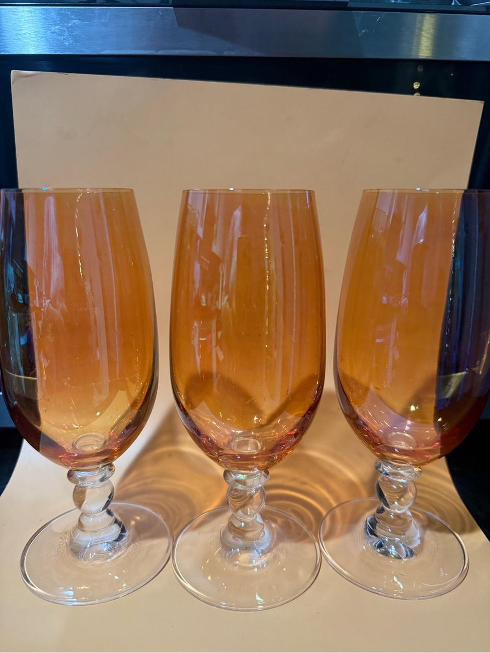 Pier 1 Amber-Tone Iridescent Wine Glass - Set of 3